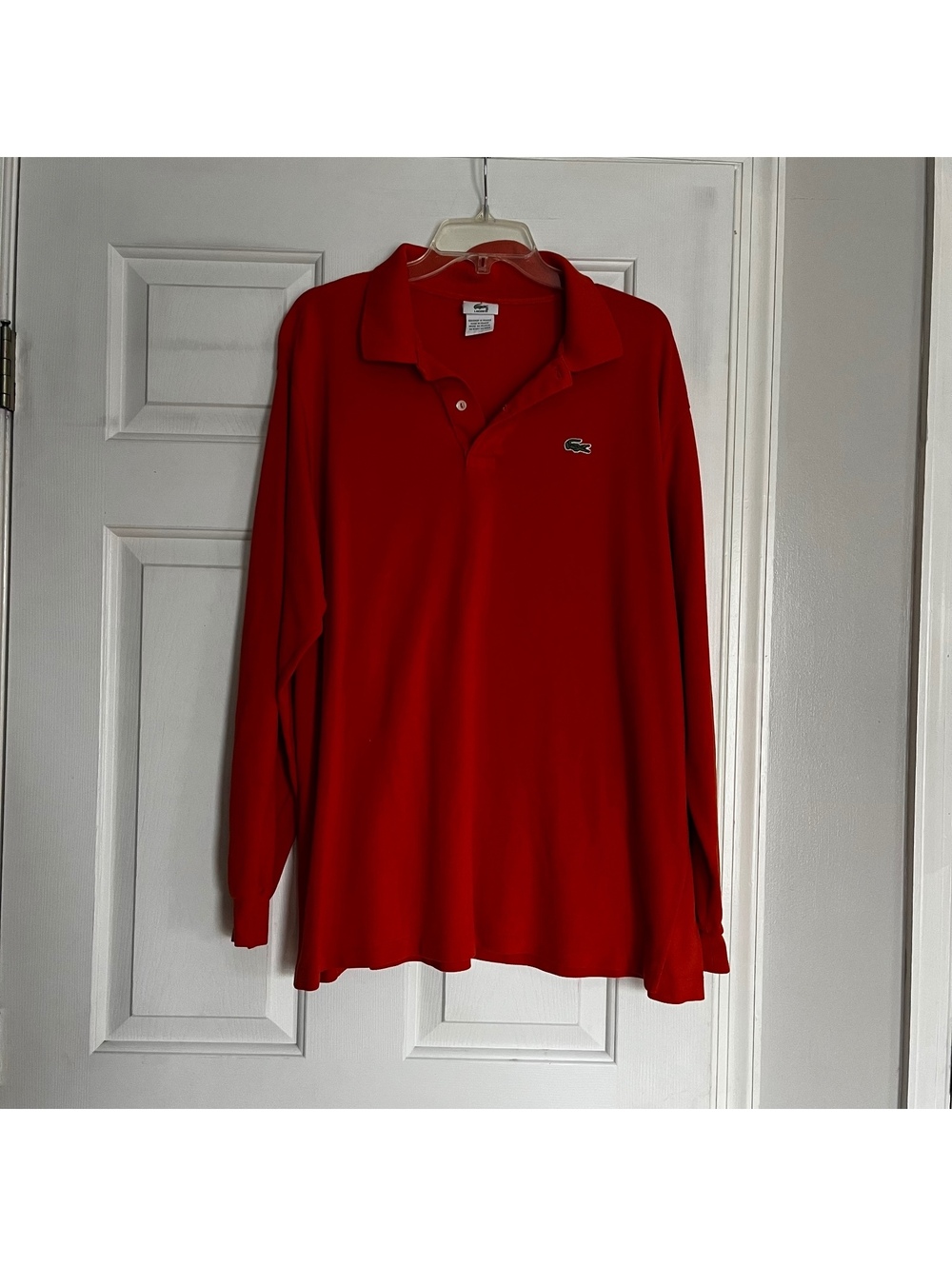 Lacoste Men's Long Sleeve Polo Shirt Red Size 8 Made in France